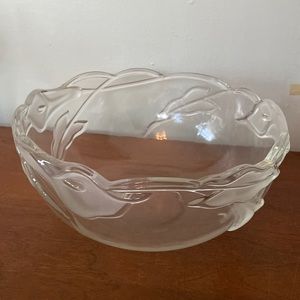 Vintage Mikasa Flair glass serving bowl clear frosted calla lily